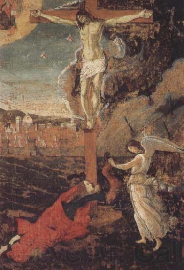 Sandro Botticelli Crucifixion with the Penitent Magdalene and an Angel Norge oil painting art
